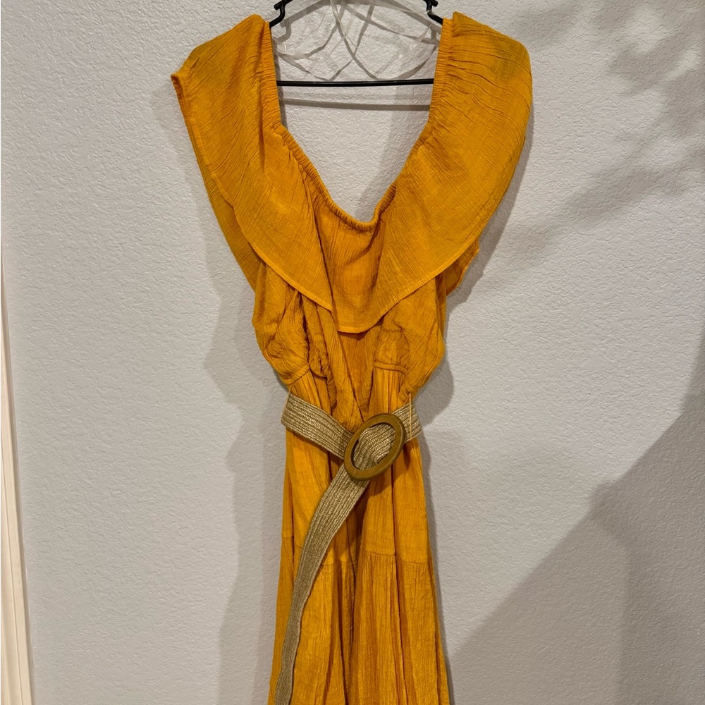 Mustard Yellow Off the Shoulder Maxi dress 3X